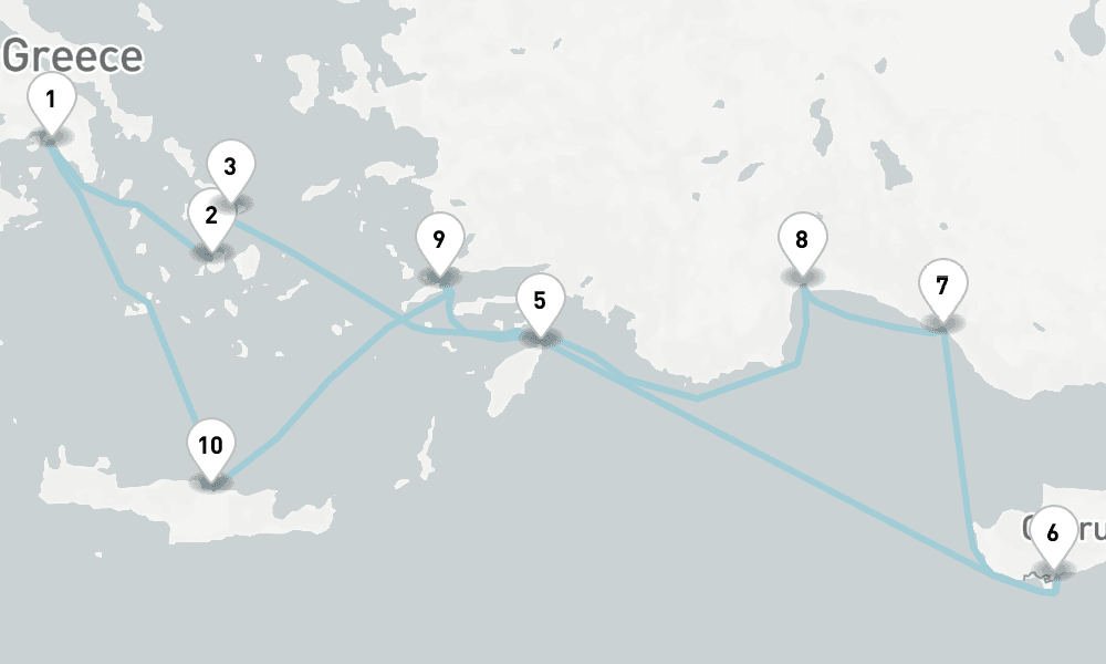 10 nights / 11 days, Piraeus (Athens, Greece) Round trip