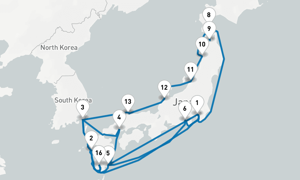 23 days, round-trip Grand Circle Japan with Fall Foliage 24日間