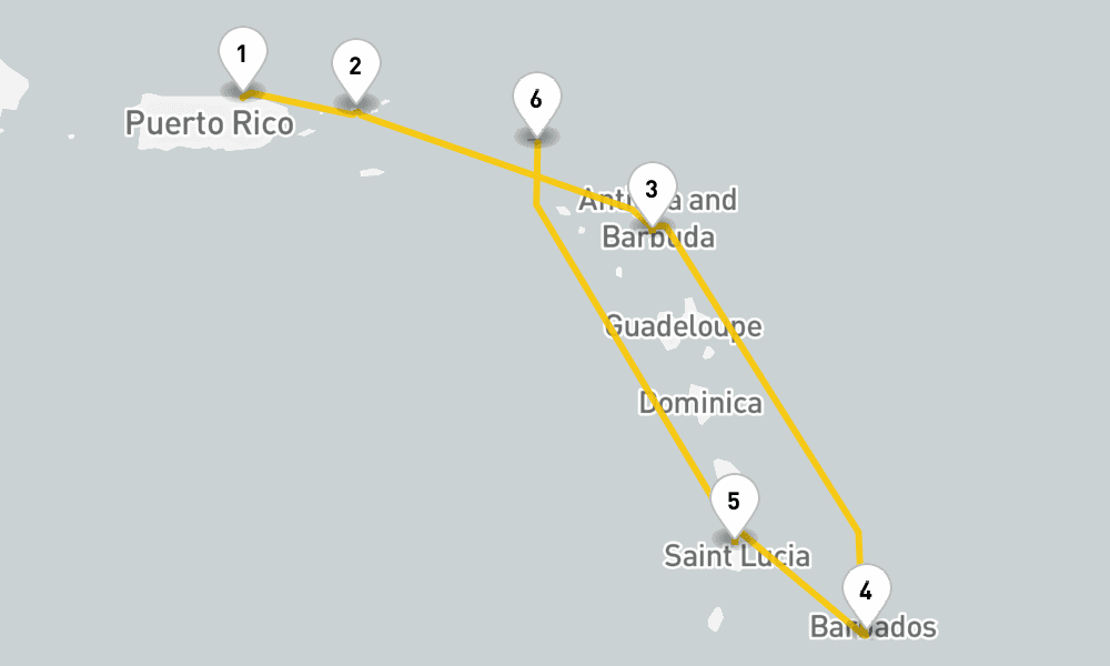 12 days, round-trip Southern Caribbean Cruise 13日間