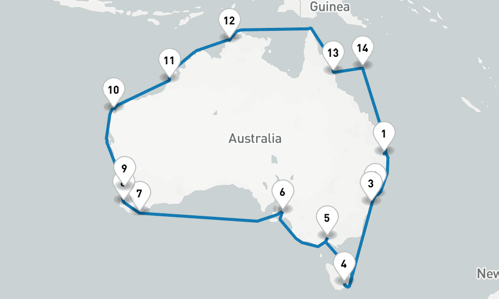 29 days, round-trip Round Australia 30日間