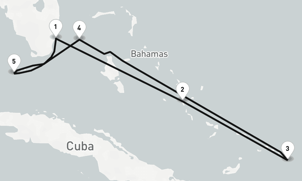 7 days, round-trip Miami, Fl To Miami, Fl 8日間