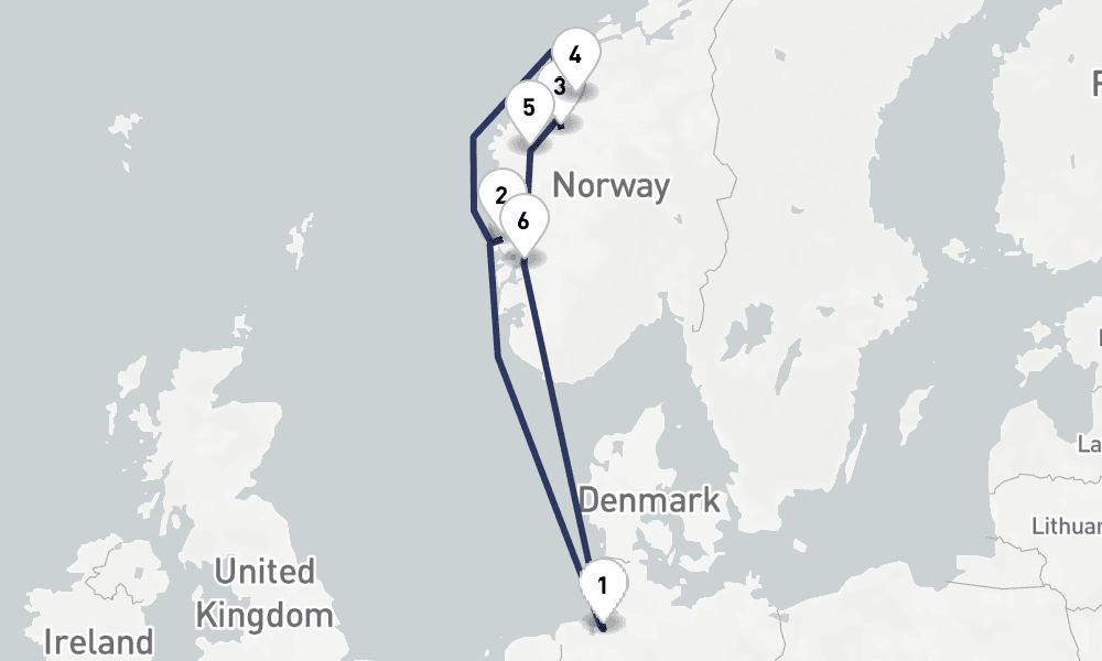 8 days, round-trip Fjorderlebnisse mit MS Amera 9日間
