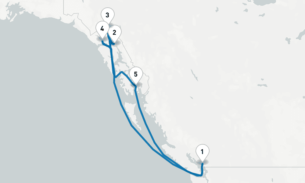7 days, round-trip Inside Passage with Glacier Bay National Park 8日間