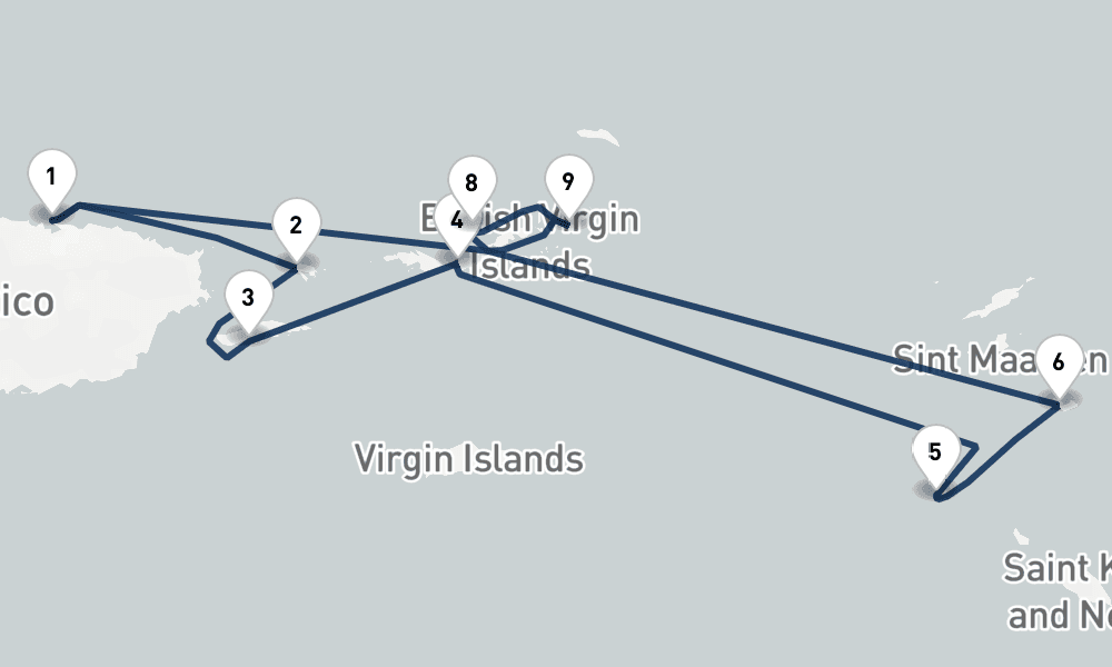 7 days, round-trip Best of the Virgin Isles St. Barths 8日間