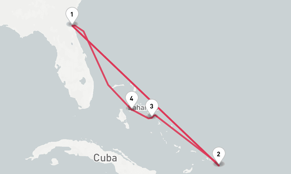 7 nights / 8 days, Jacksonville (JAXPORT, Florida) Round trip
