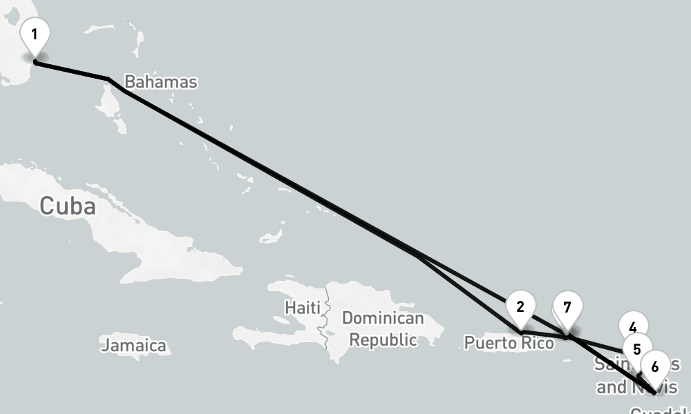 11 nights / 12 days, Miami (Florida) Round trip