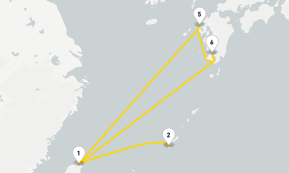 8 days, round-trip Asia from Keelung Taipei 9日間