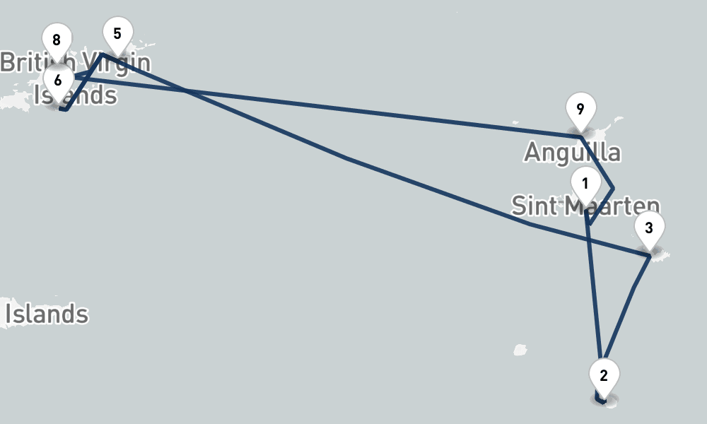 7 days, round-trip Best of British Virgin Isles St. Barths 8日間