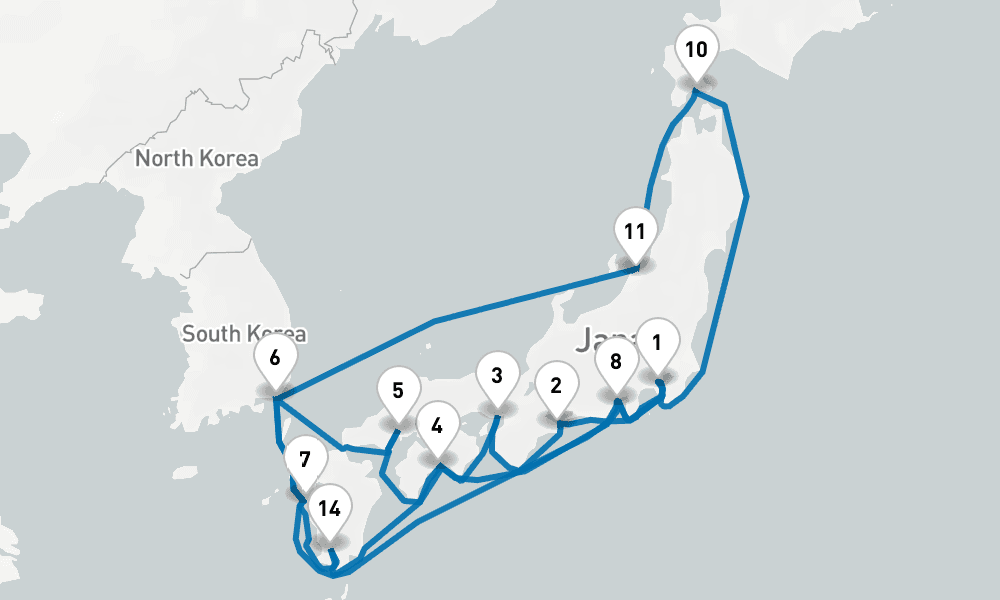 20 days, round-trip Grand Japan 21日間