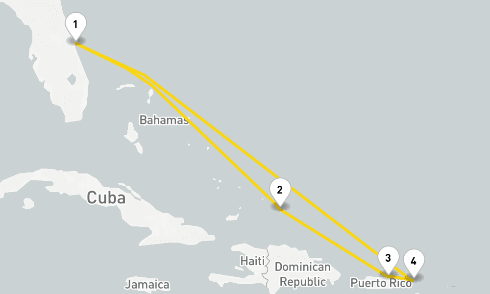 7 days, round-trip Eastern Caribbean 8日間