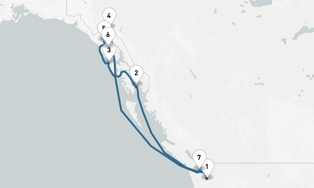 9 days, round-trip Alaska Round-Trip Seattle Ketchinkan, Skagway Juneau 10日間