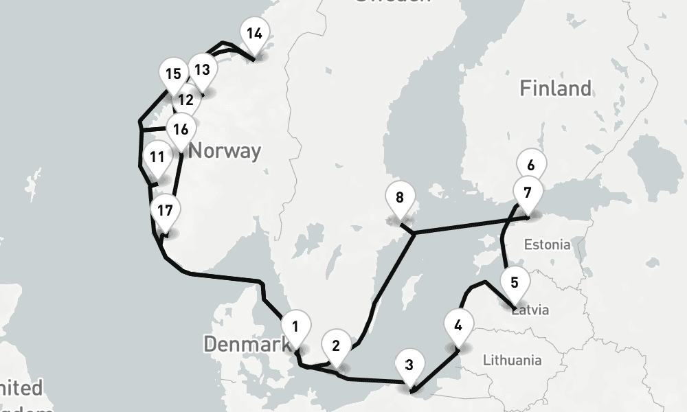 20 days, round-trip Copenhagen To Copenhagen 21日間