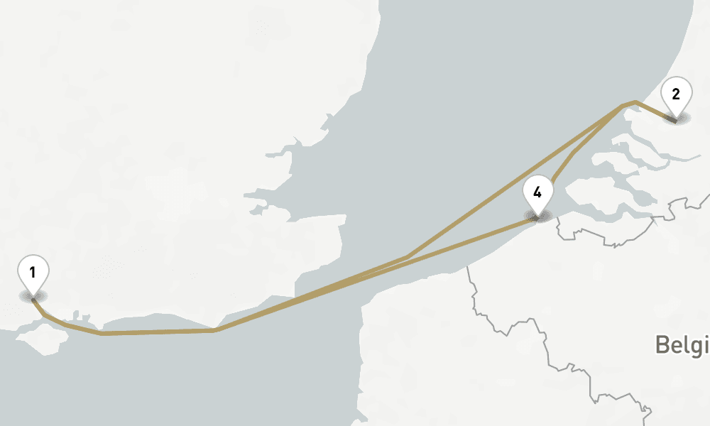 5 days, round-trip Rotterdam And Zeebrugge 6日間