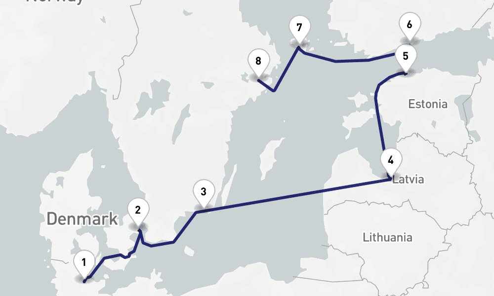 10 days, one-way from Kiel to Stockholm 11日間