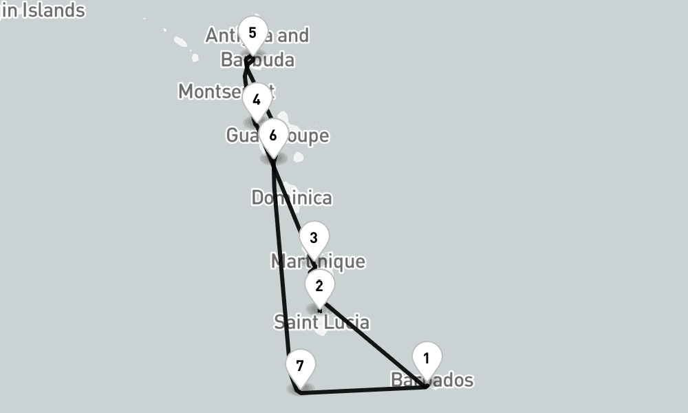 7 days, round-trip Bridgetown To Bridgetown 8日間
