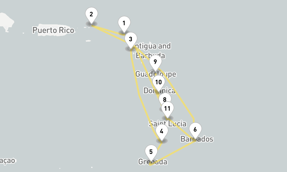 14 days, one-way from Philipsburg St Maarten to Bridgetown 15日間