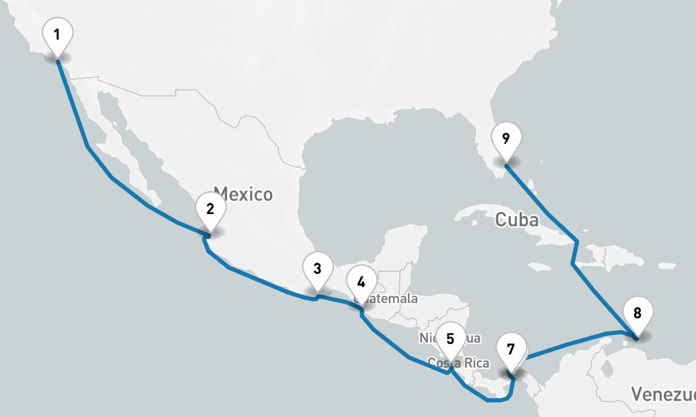 16 days, one-way from Los Angeles to Fort Lauderdale 17日間