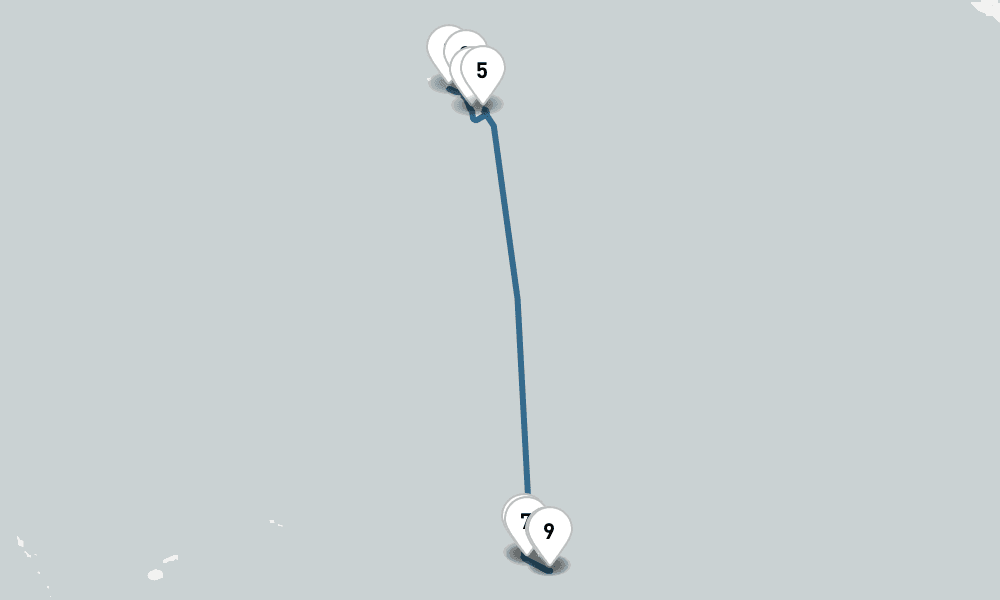 12 days, one-way from Honolulu to Papeete 13日間