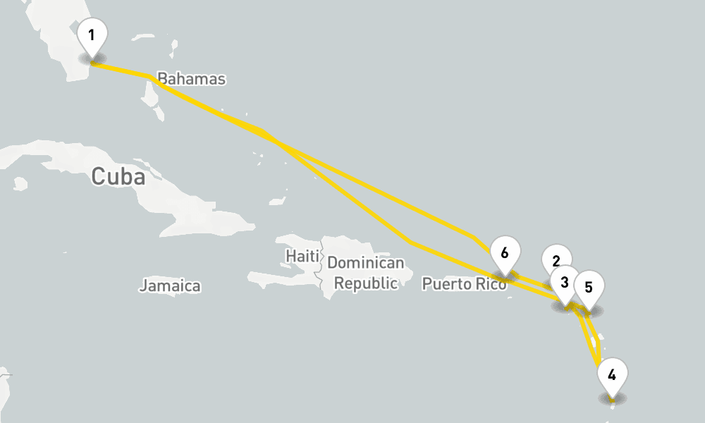 10 days, round-trip Southern Caribbean 11日間