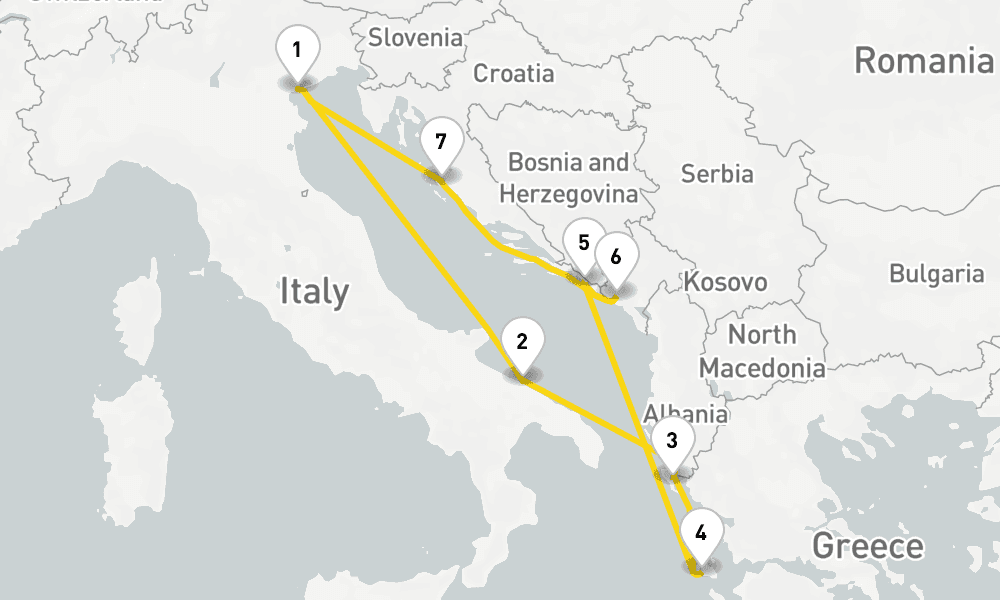 7 days, round-trip Eastern Mediterranean from Marghera Venice 8日間