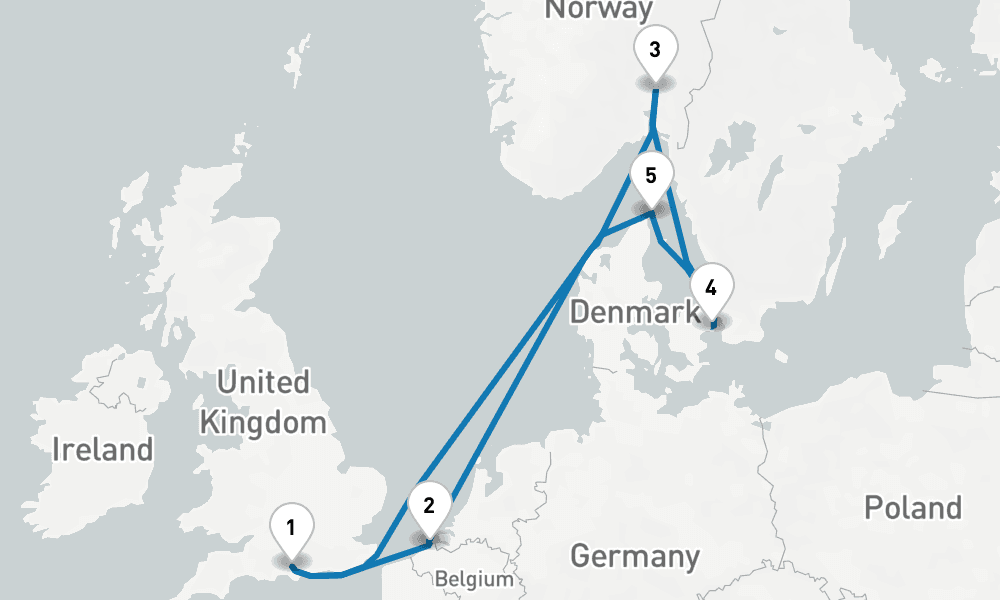 7 days, round-trip Scandinavia 8日間
