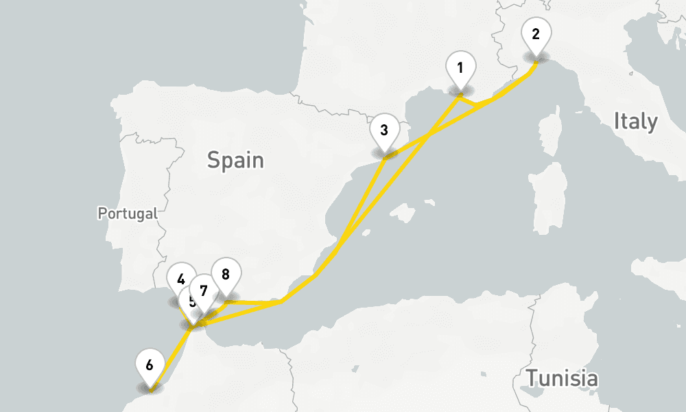 10 days, round-trip Western Mediterranean from Marseilles 11日間