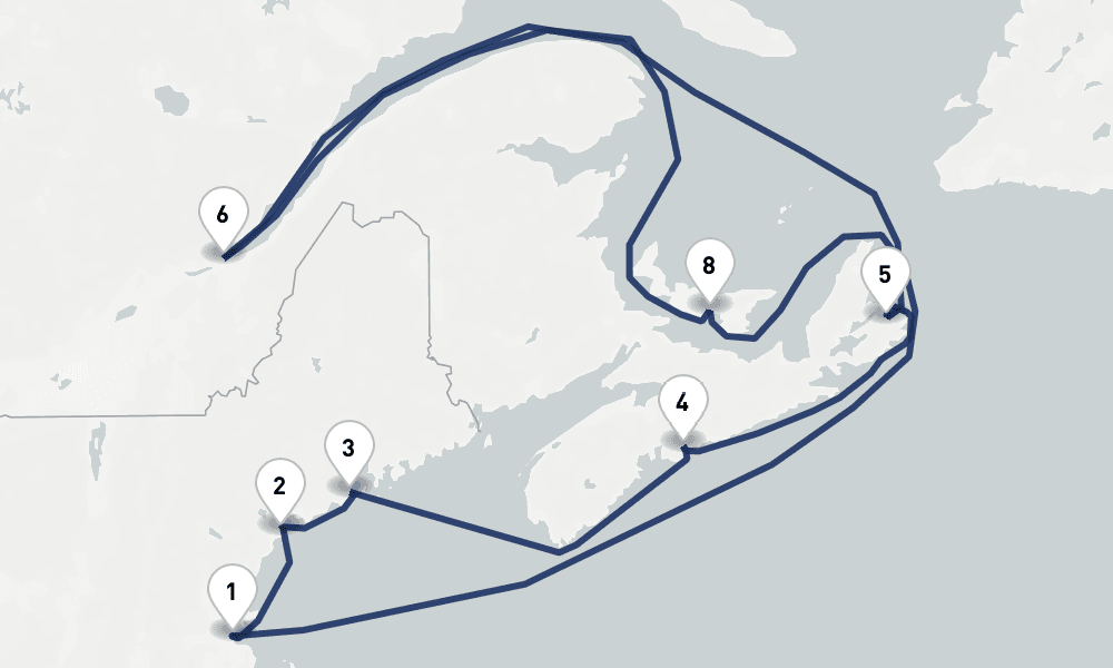 11 days, round-trip Boston, Maine Canada 12日間