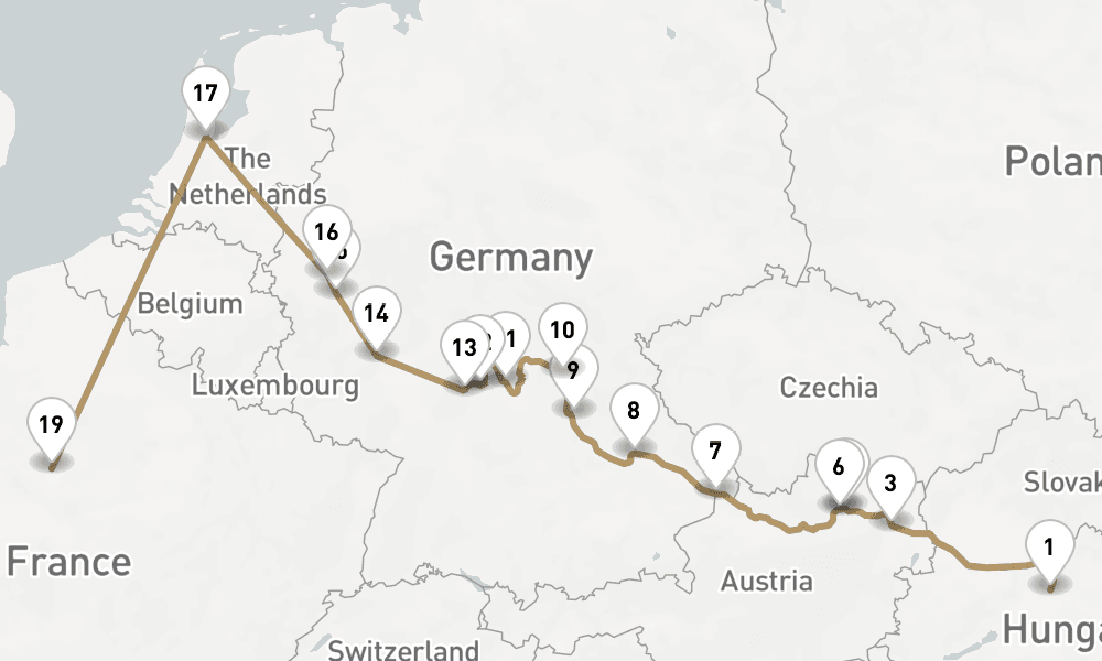 17 days, one-way from Budapest to Paris City 18日間