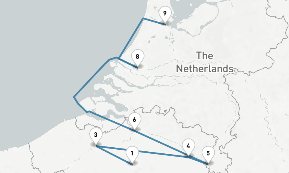 10 days, one-way from Brussels to Amsterdam 11日間