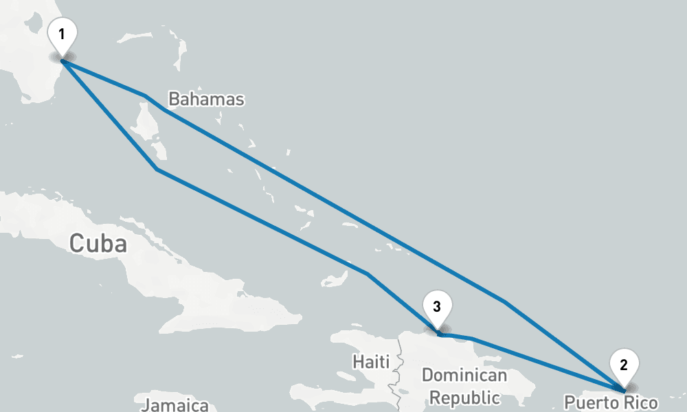 7 days, round-trip Eastern Caribbean with Puerto Rico 8日間