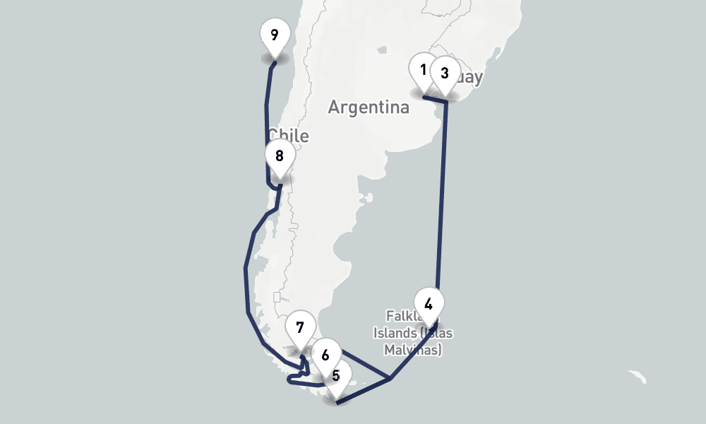 14 days, one-way from Buenos Aires to San Antonio 15日間