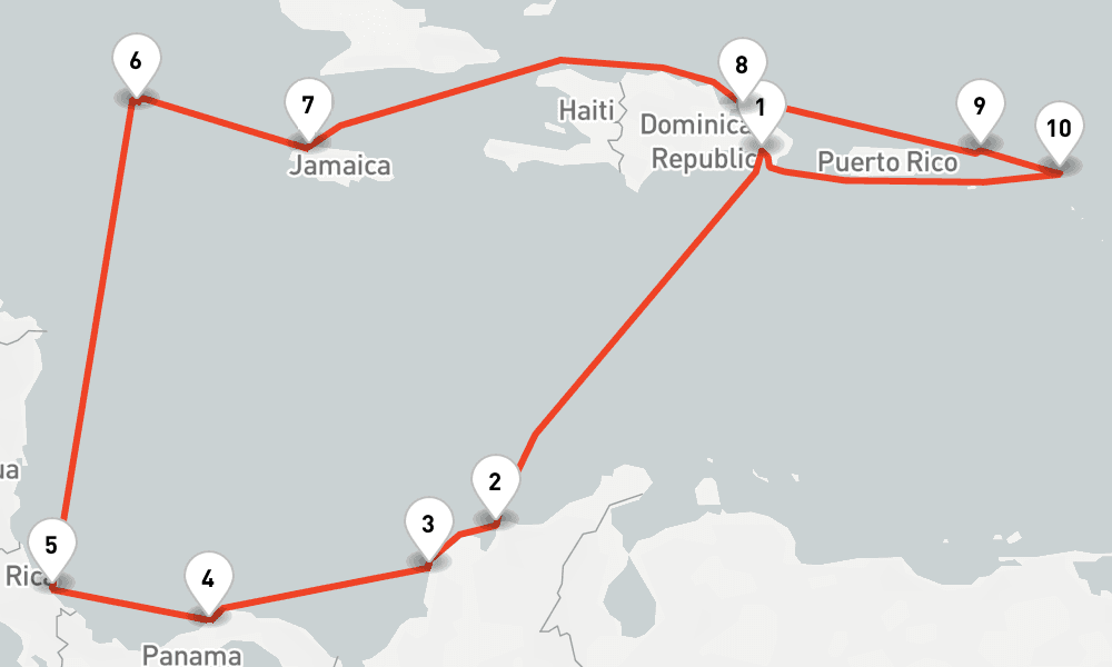 14 days, round-trip Karibik Mittelamerika ab Dom. Republik 1 15日間