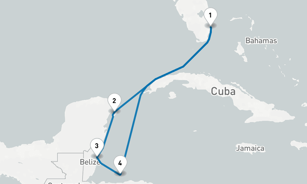 7 days, round-trip Western Caribbean with Mexico 8日間