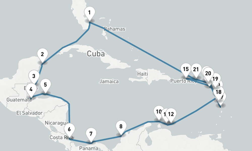 27 days, round-trip The Americas Caribbean - Fort Lauderdale To Fort Lauderdale 28日間