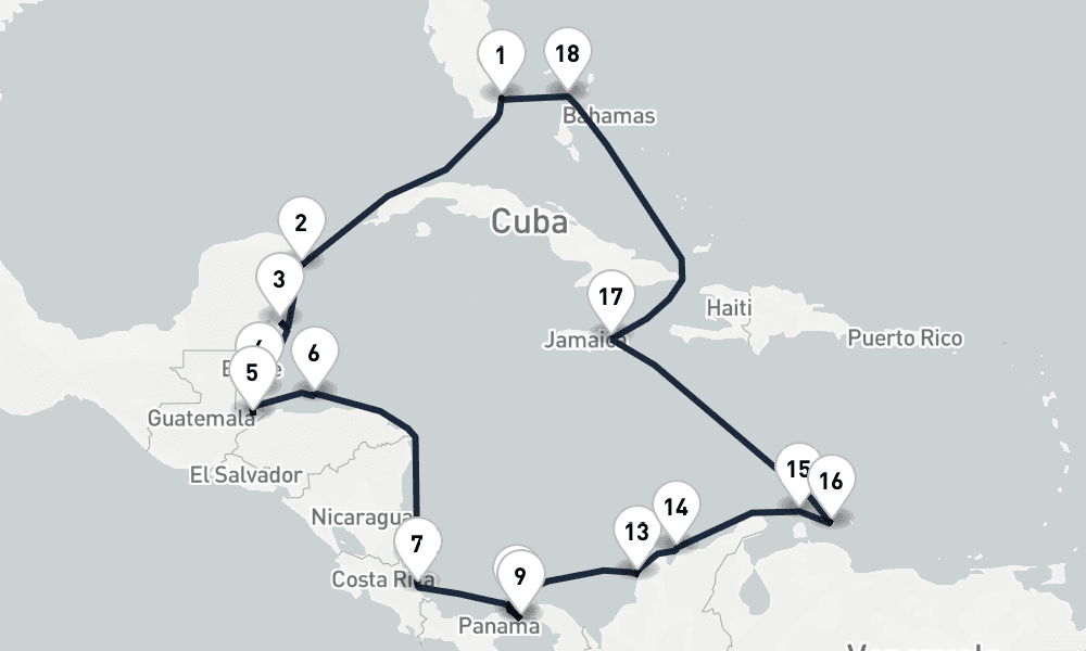 20 days, round-trip Panama Canal Navigator Miami to Miami 21日間