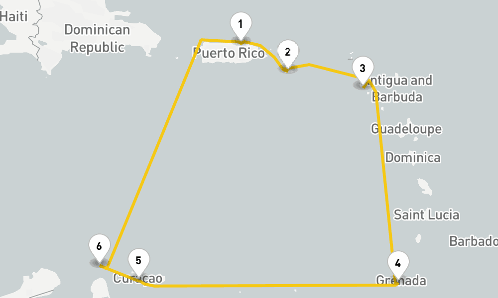 9 days, round-trip Southern Caribbean Cruise 10日間