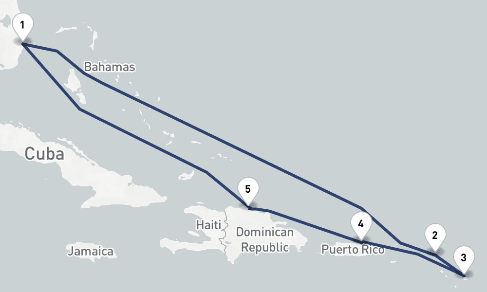 8 days, round-trip Antigua, St. Maarten San Juan Holiday 9日間