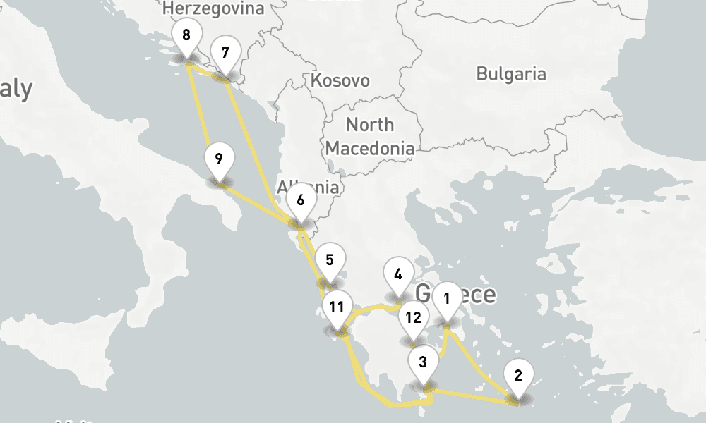 14 days, round-trip Grecian Gems Dalmatian Delights 15日間