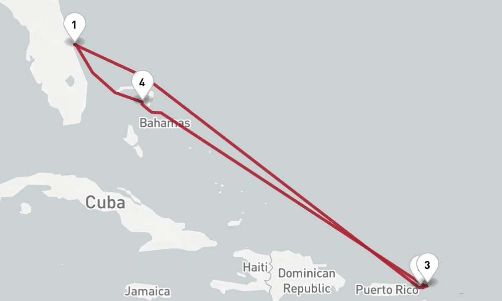 7 days, round-trip Eastern Caribbean Cruise From Port Canaveral 8日間