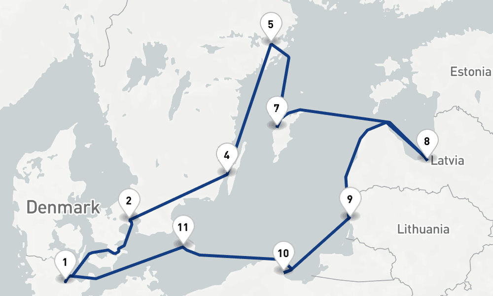 12 days, round-trip Baltic Sea 13日間