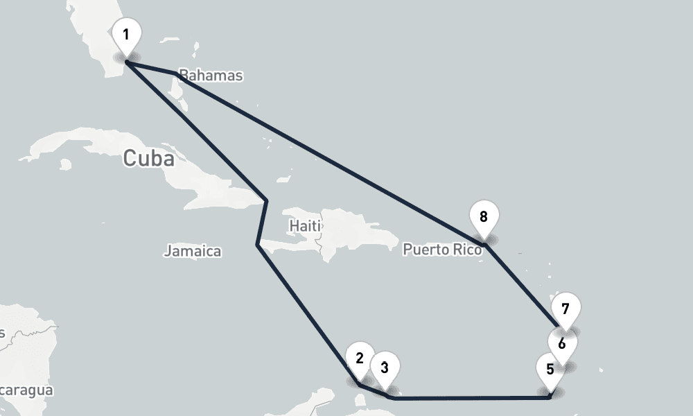 12 days, round-trip Dutch Isles Delights Miami to Miami 13日間