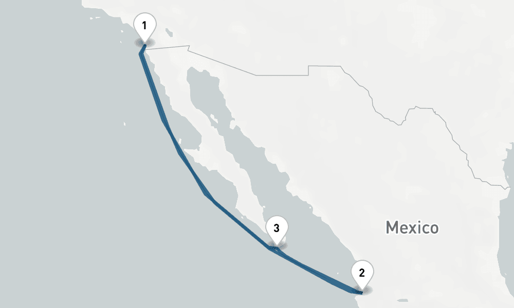6 days, round-trip Mexican Riviera Round-trip San Diego Cabo Puerto Vallarta 7日間