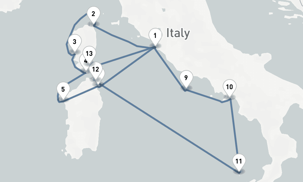 14 nights / 15 days, Civitavecchia (Rome, Italy) Round trip