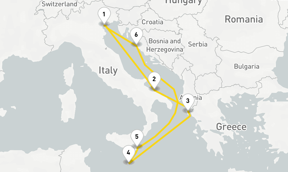 7 days, round-trip Eastern Mediterranean from Marghera Venice 8日間