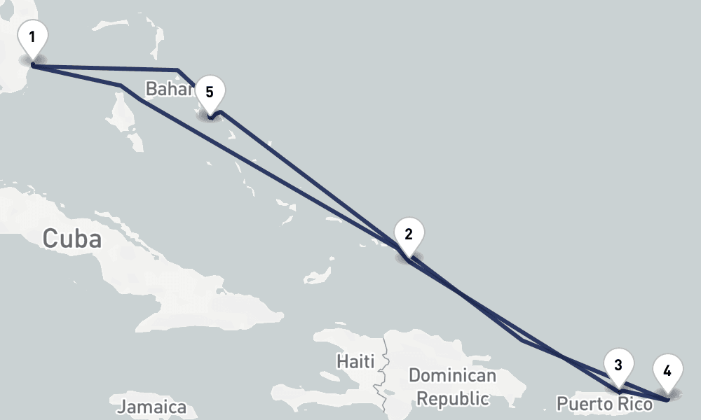 7 days, round-trip Eastern Caribbean San Juan St. Thomas 8日間