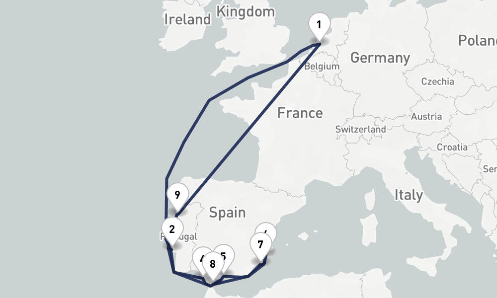 14 days, round-trip Mediterranean Atlantic Treasures Lisbon Overnight 15日間