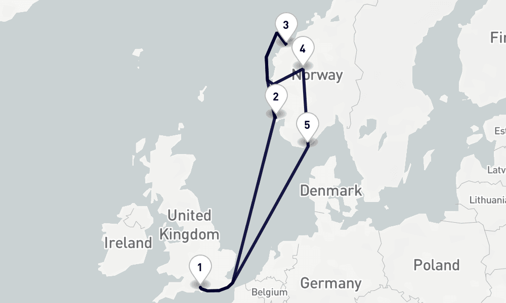 7 days, round-trip Northern Europe 8日間