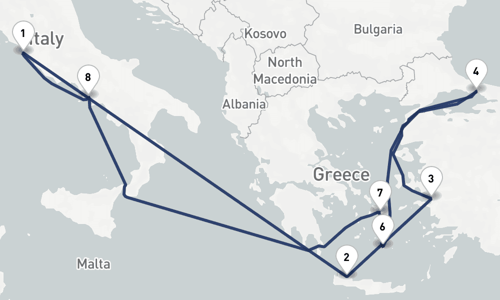 11 days, round-trip Greece, Turkey Italy 12日間