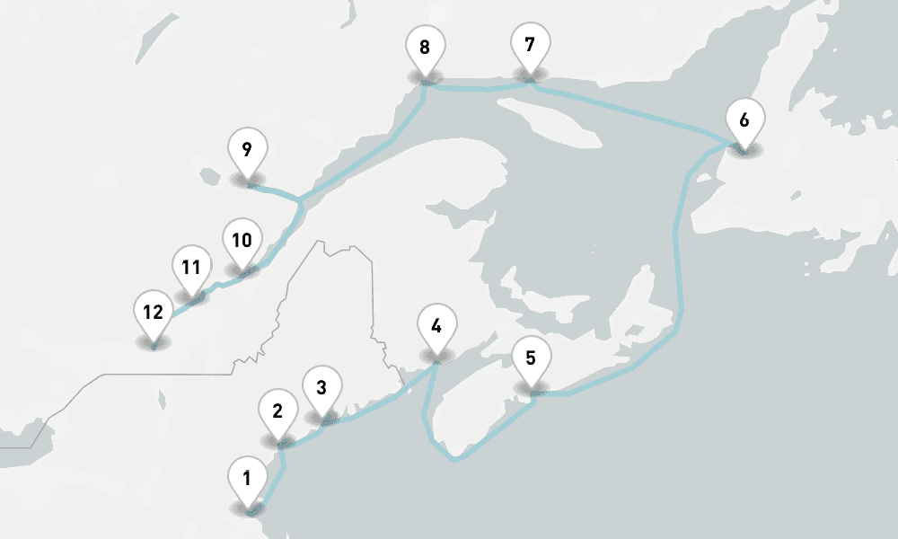 12 days, one-way from Boston to Montreal 13日間