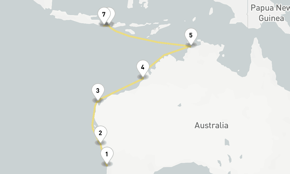13 days, one-way from Fremantle to Benoa 14日間